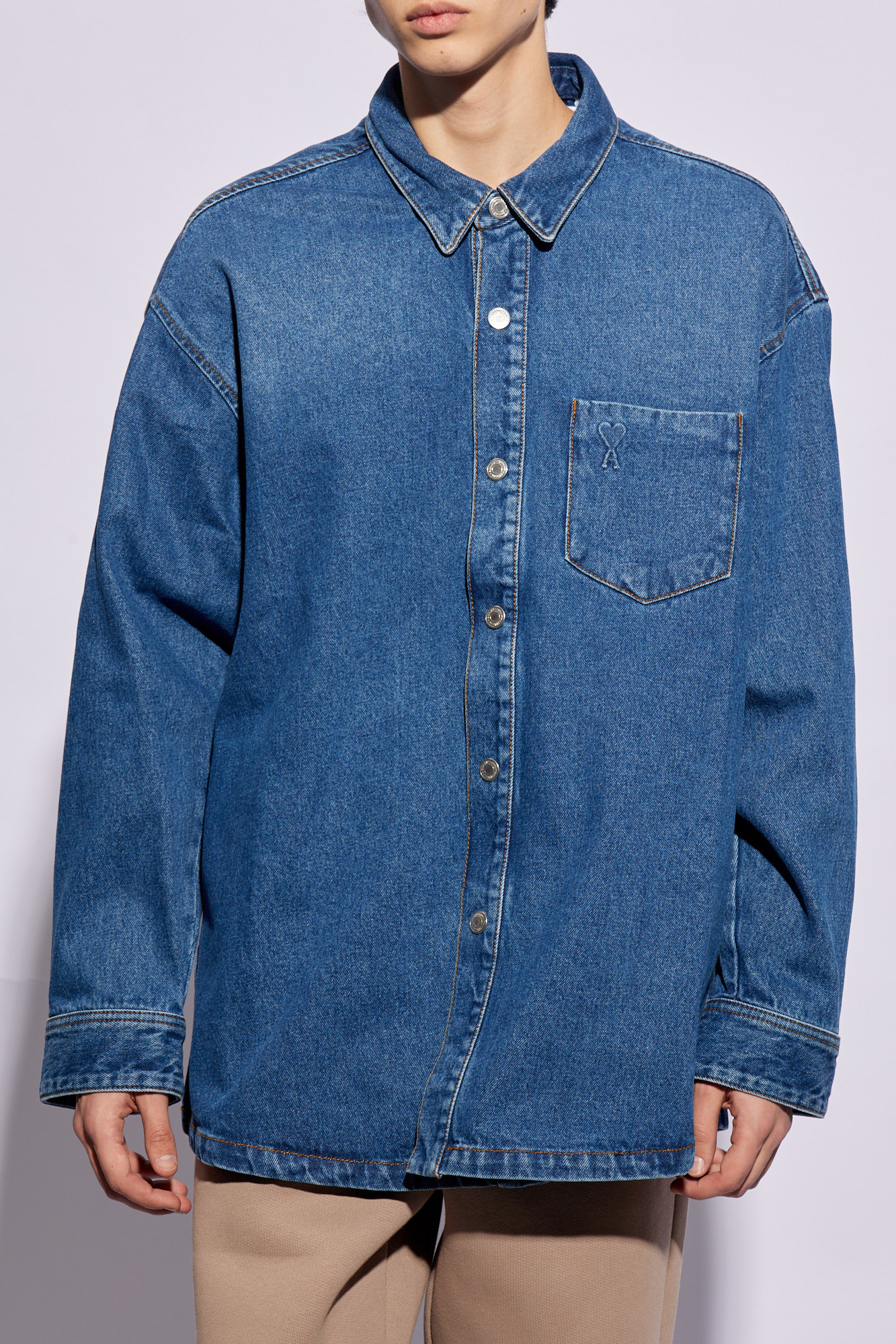 Ami Alexandre Mattiussi Denim shirt with logo | Men's Clothing